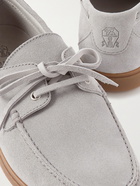 Brunello Cucinelli - Suede Boat Shoes - Gray