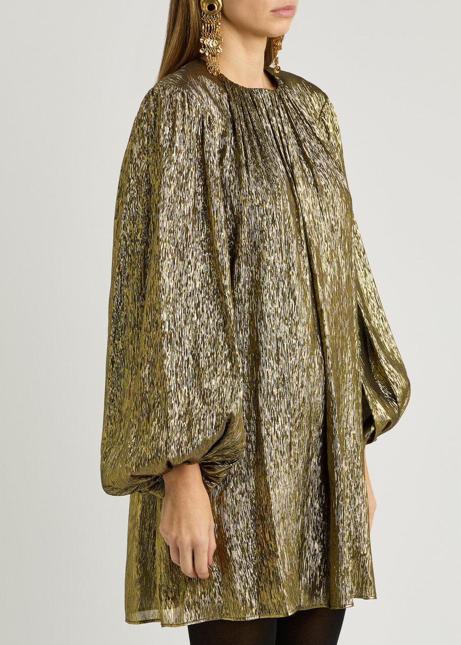Chloe Metallic Silk-blend Mini Dress Black Gold Chloe Chloe Metallic Silk-blend Mini Dress Black Gold Chloe