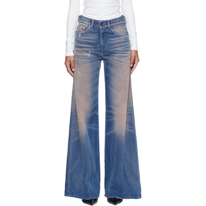 Photo: Diesel Blue & Pink Flare Regular Waist 1978 D-Akemi Jeans