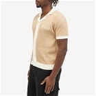 Rhude Men's Contrast Knit Button-Up Polo Shirt in Brick/Cream