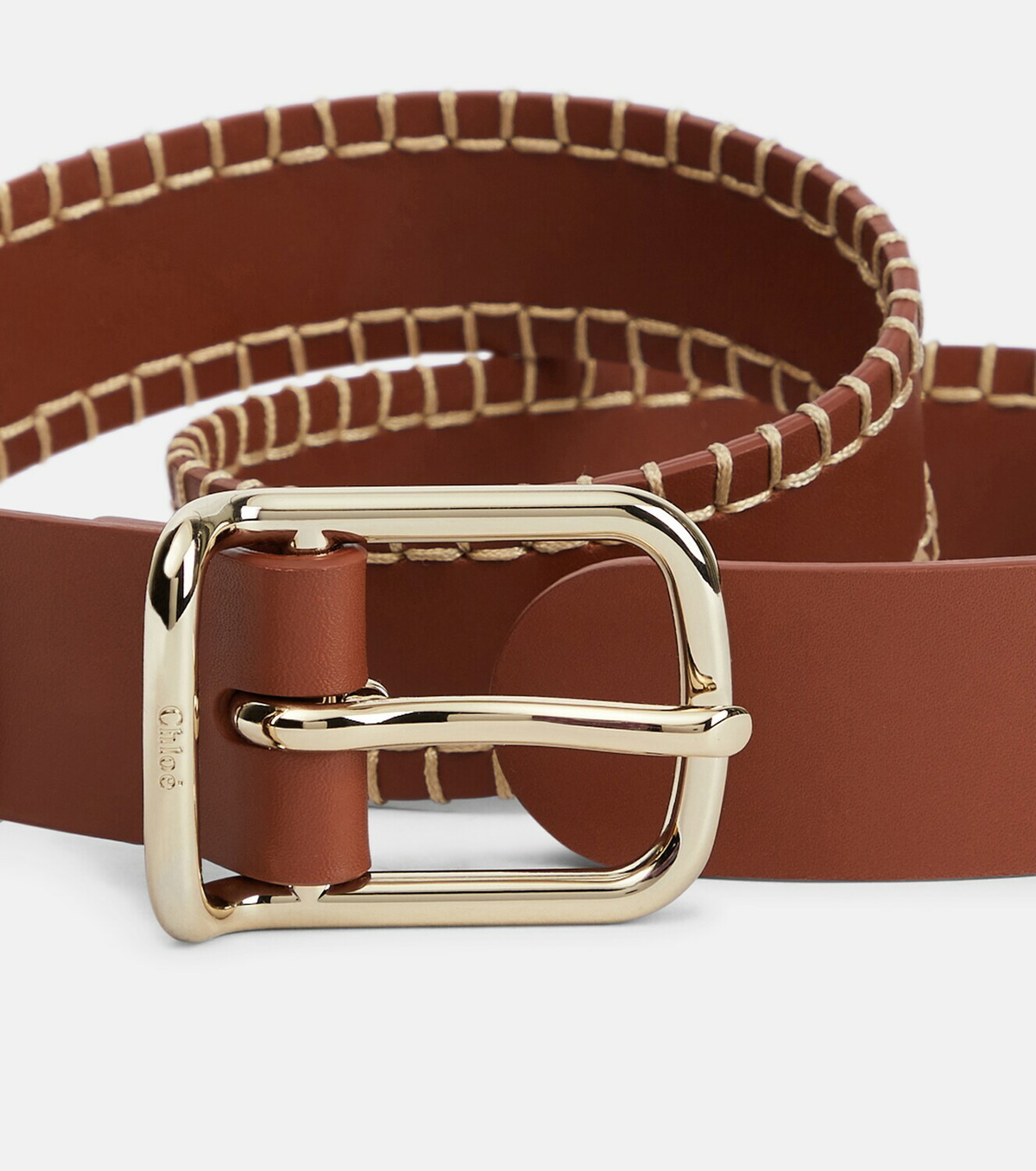 CHLOE Script Logo Leather Belt Women LEATHER BROWN Belts CHLOÉ Bracelet leather belt | NET-A-PORTER main image 4