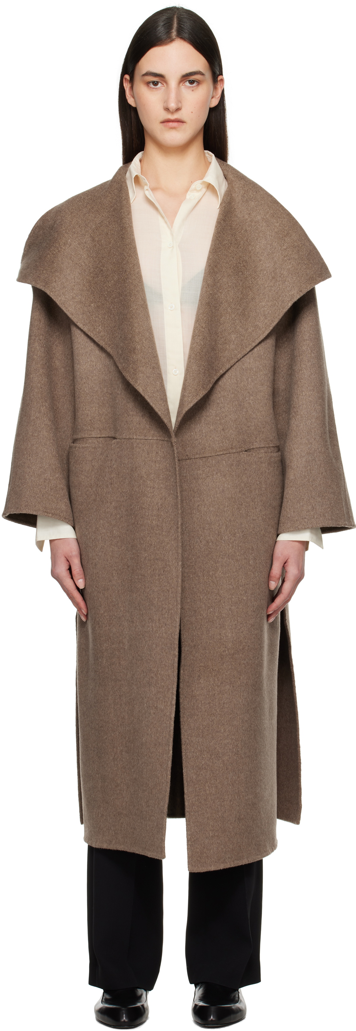 TOTEME Taupe Signature Wool Cashmere Coat Toteme