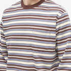 Beams Plus Men's Long Sleeve Multi Stripe Pocket T-Shirt in Brown