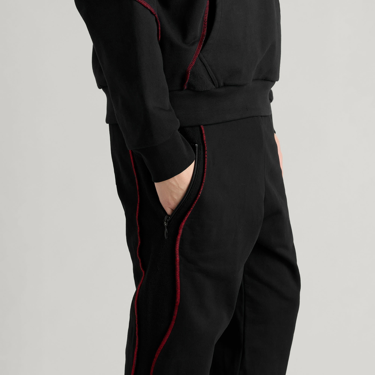 Navinder Nangla Squiggle Sweatpant in Black/Red