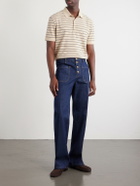 Valentino Garavani - VLogo Striped Cotton-Piqué Polo Shirt - Neutrals