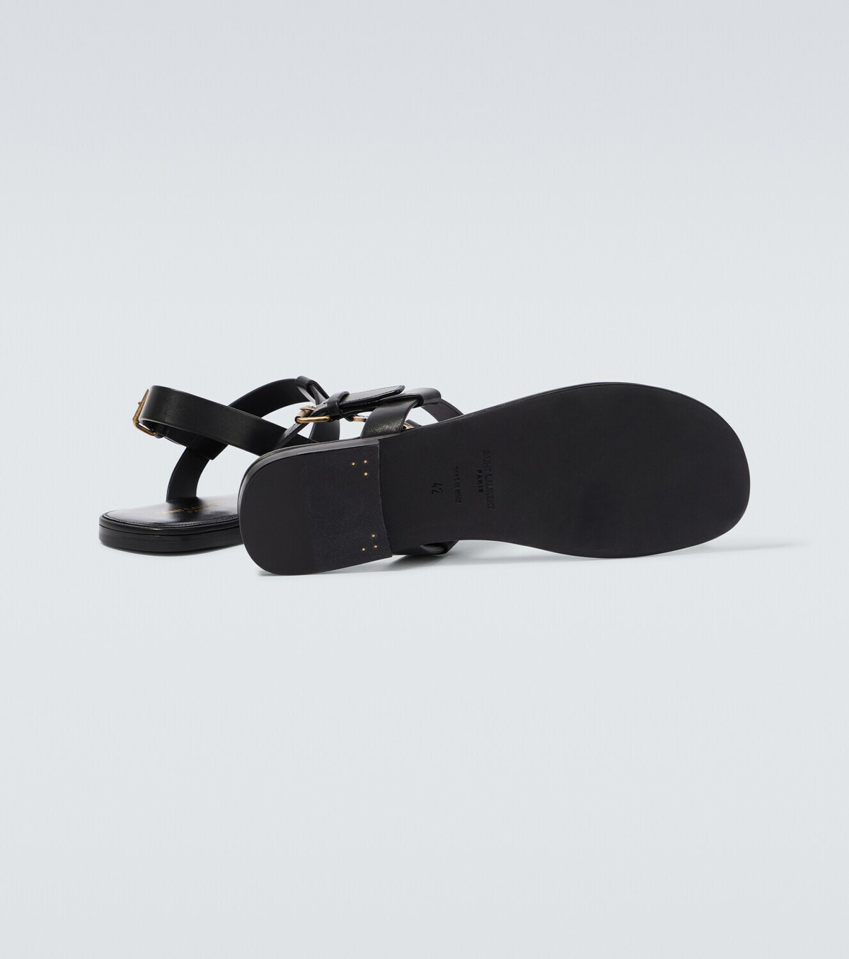 Saint Laurent Cassandre leather thong sandals Saint Laurent