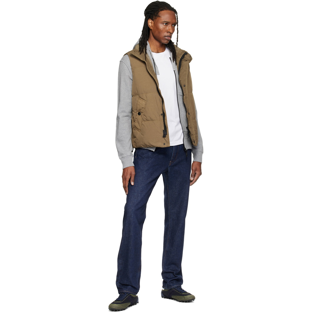 Stone Island Khaki G100010 Crinkled Reps NY Down Vest