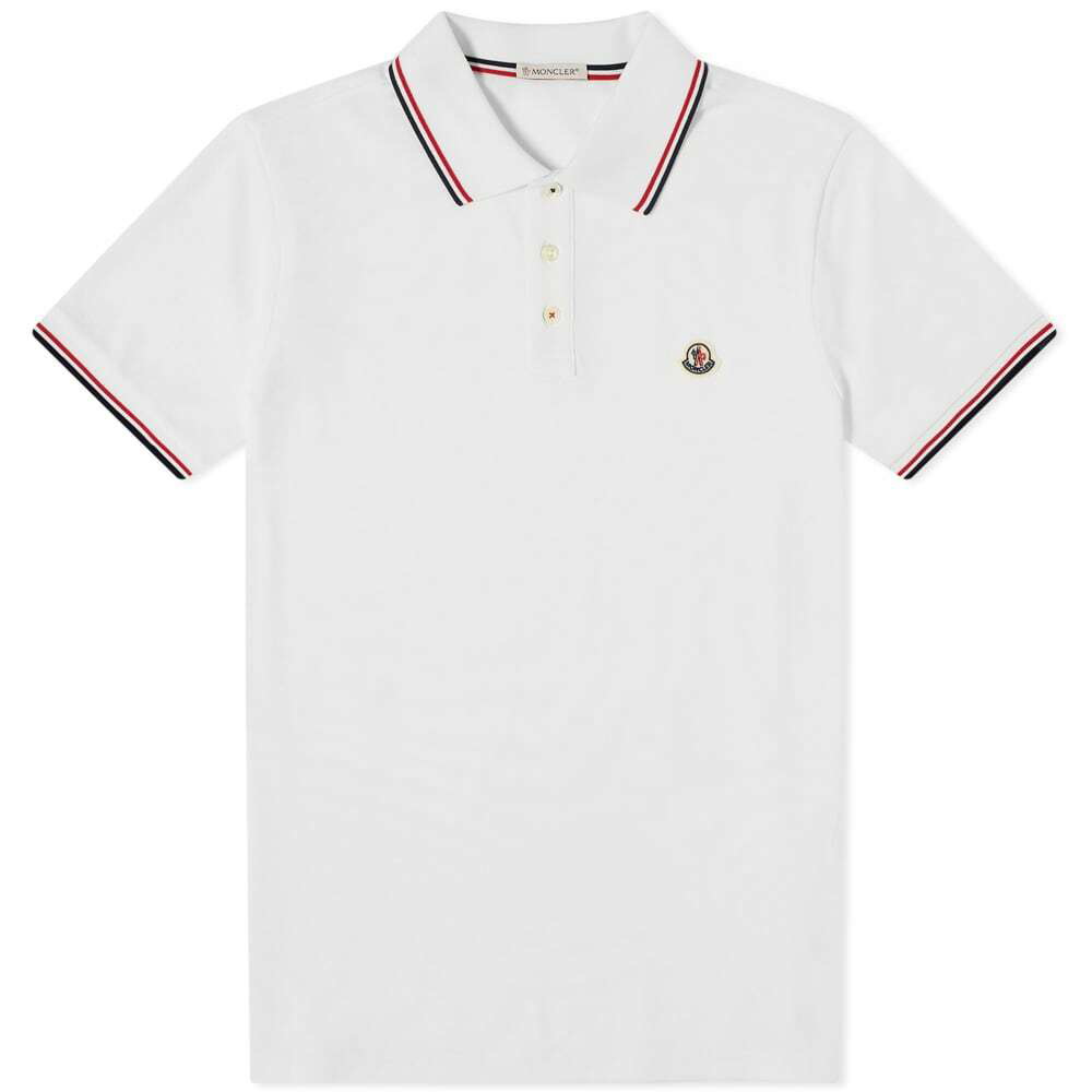 Moncler Men's Classic Logo Polo Shirt in White Moncler