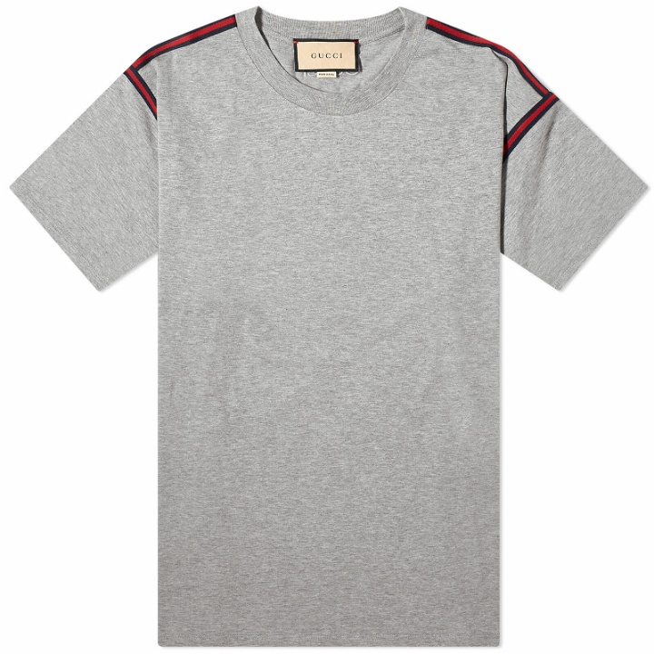 Photo: Gucci Men's Tape T-Shirt in Grey Melange