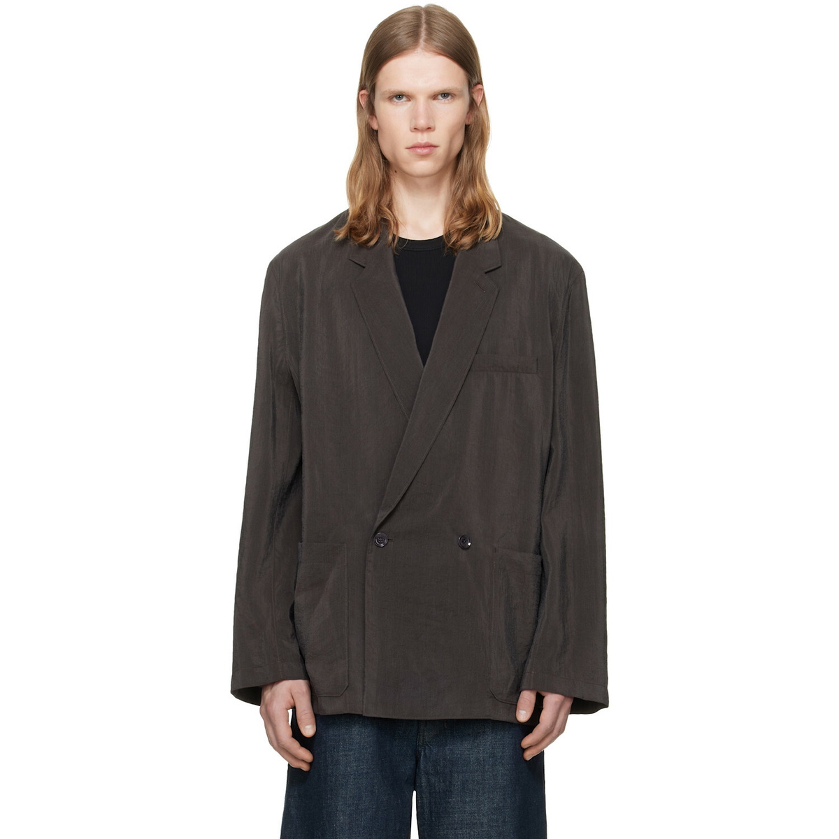LEMAIRE Brown Soft Double Breasted Blazer