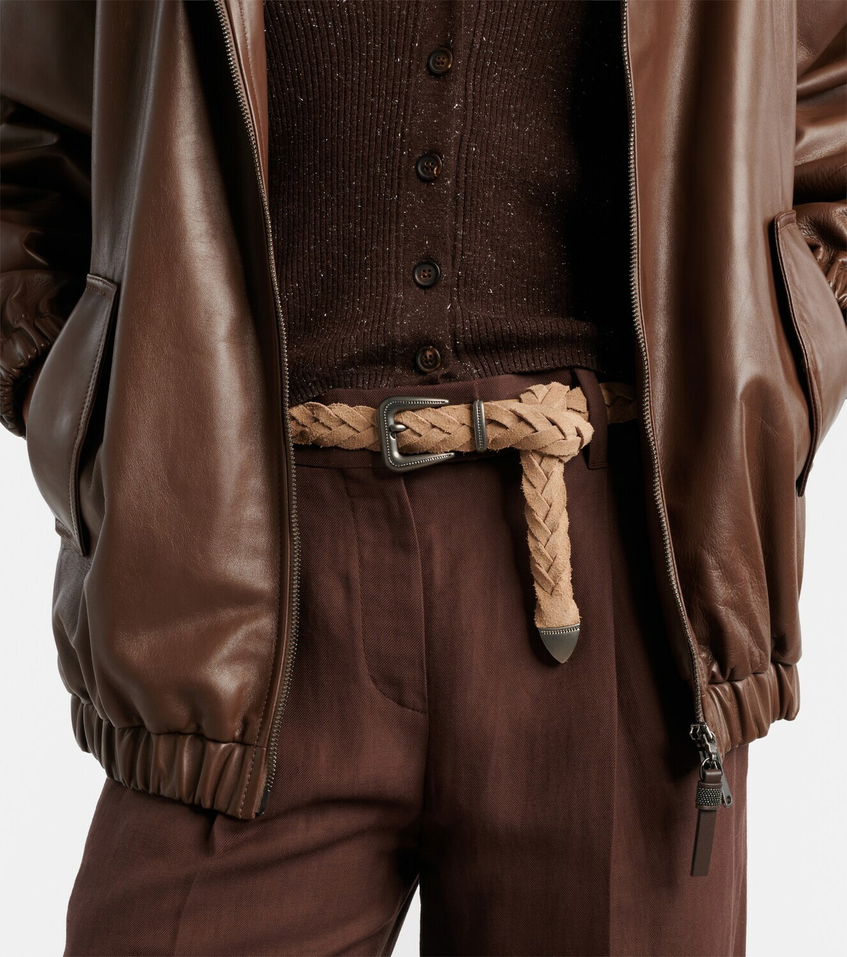Brunello Cucinelli Monili braided leather belt
