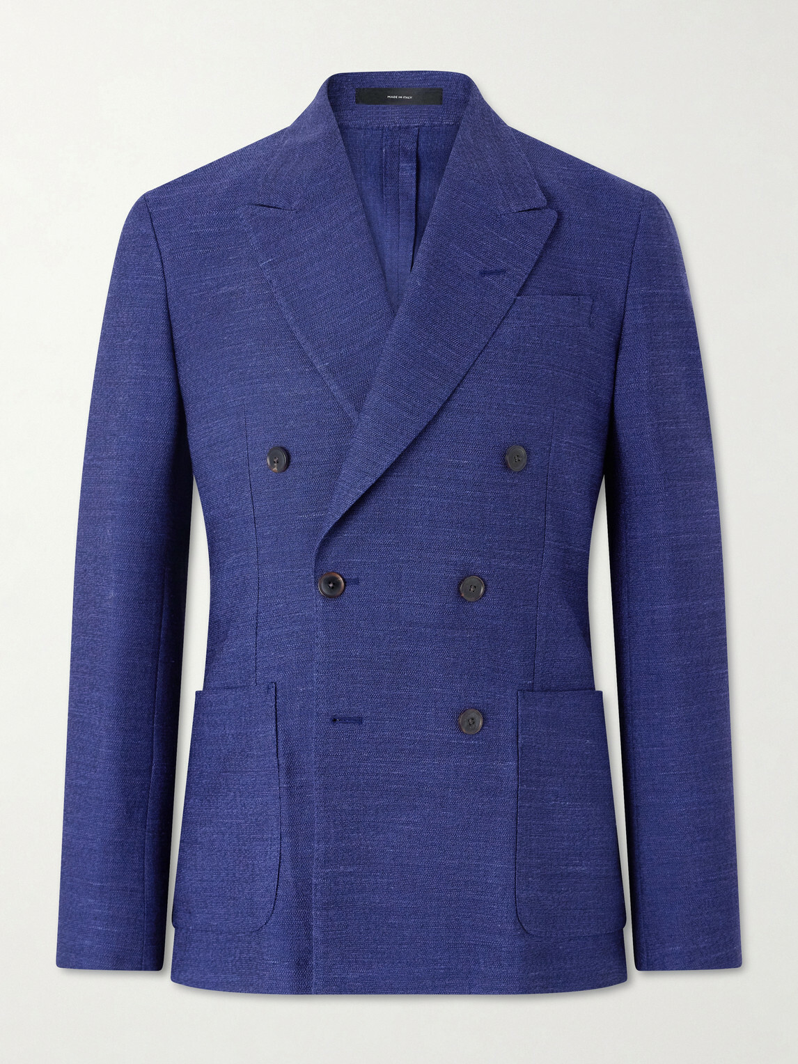 Paul Smith - Wool, Linen and Silk-Blend Double-Breasted Blazer - Blue