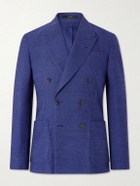 Paul Smith - Wool, Linen and Silk-Blend Double-Breasted Blazer - Blue