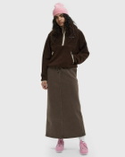 Sporty & Rich Serif Logo Sherpa Quarter Zip Brown Womens Fleece Jackets/Half-Zip