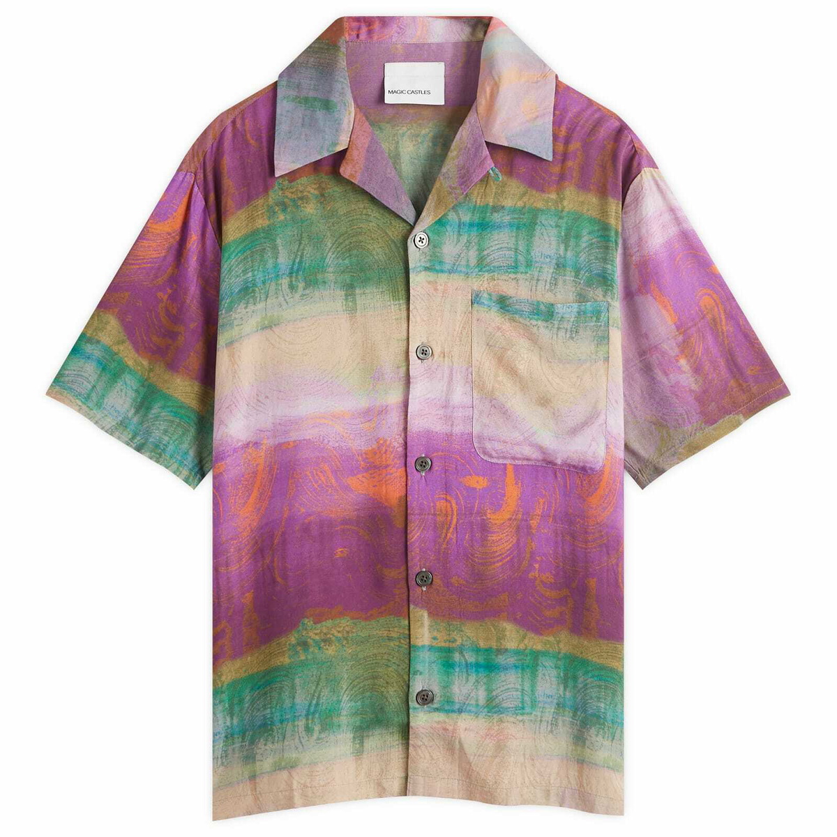 Magic Castles Men's Wave Vacation Shirt in Multi Waves