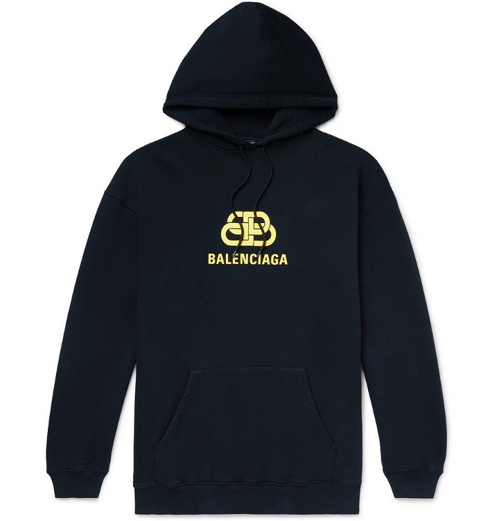 Photo: Balenciaga - Oversized Logo-Print Loopback Cotton-Jersey Hoodie - Black