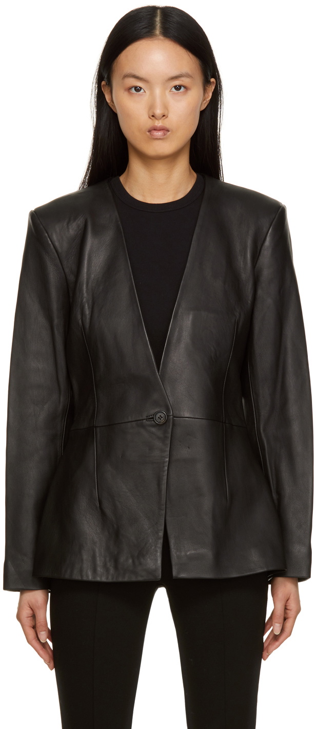 ANINE BING Black Leather Lou Blazer ANINE BING