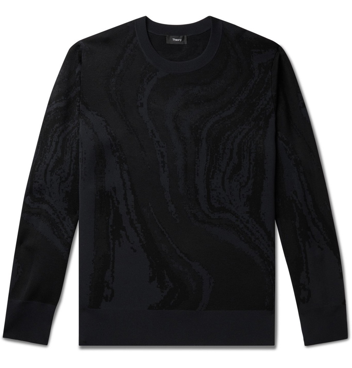 Photo: Theory - Intarsia Neoprene Sweater - Black