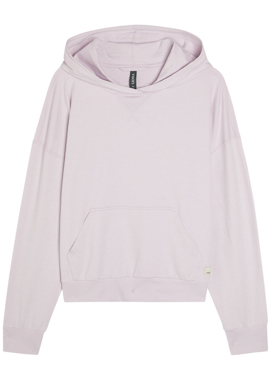 Vuori Halo Modern Hooded Stretch-jersey Sweatshirt Lilac