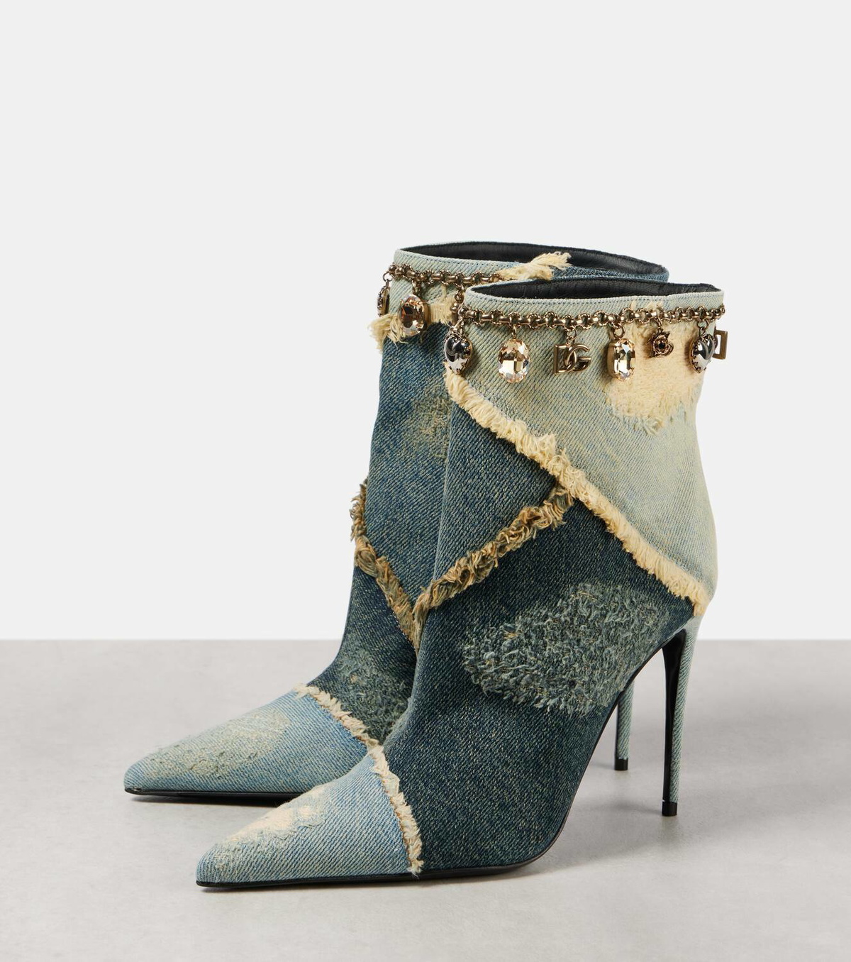 Dolce&Gabbana Embellished denim ankle boots