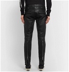 Blackmeans - Slim-Fit Panelled Leather Trousers - Black