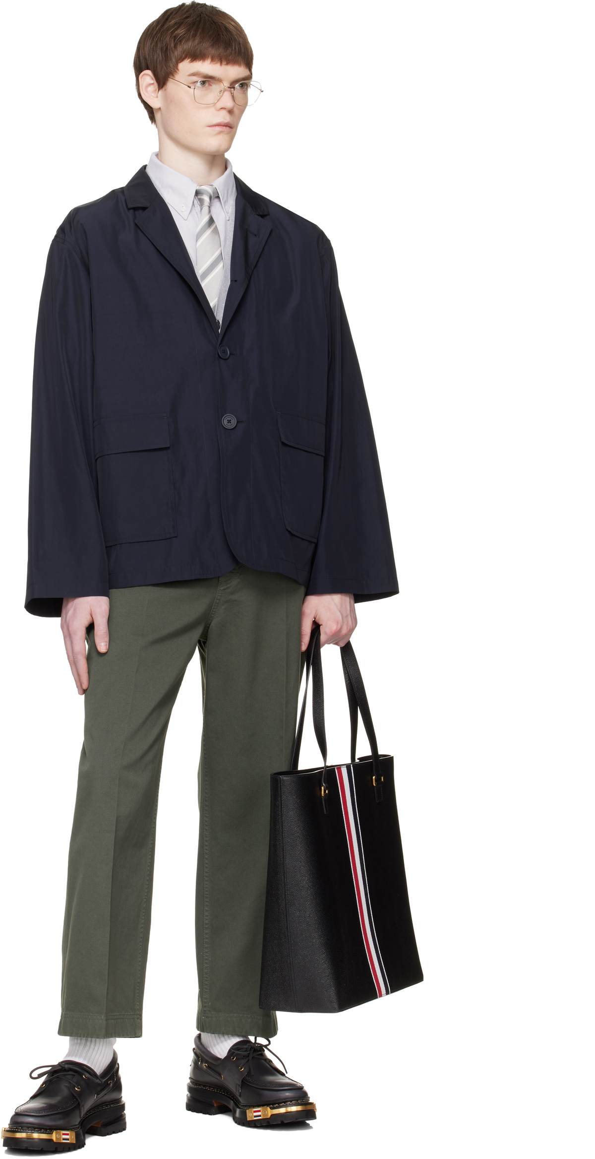 Thom Browne Navy Packable Flap Pocket Blazer