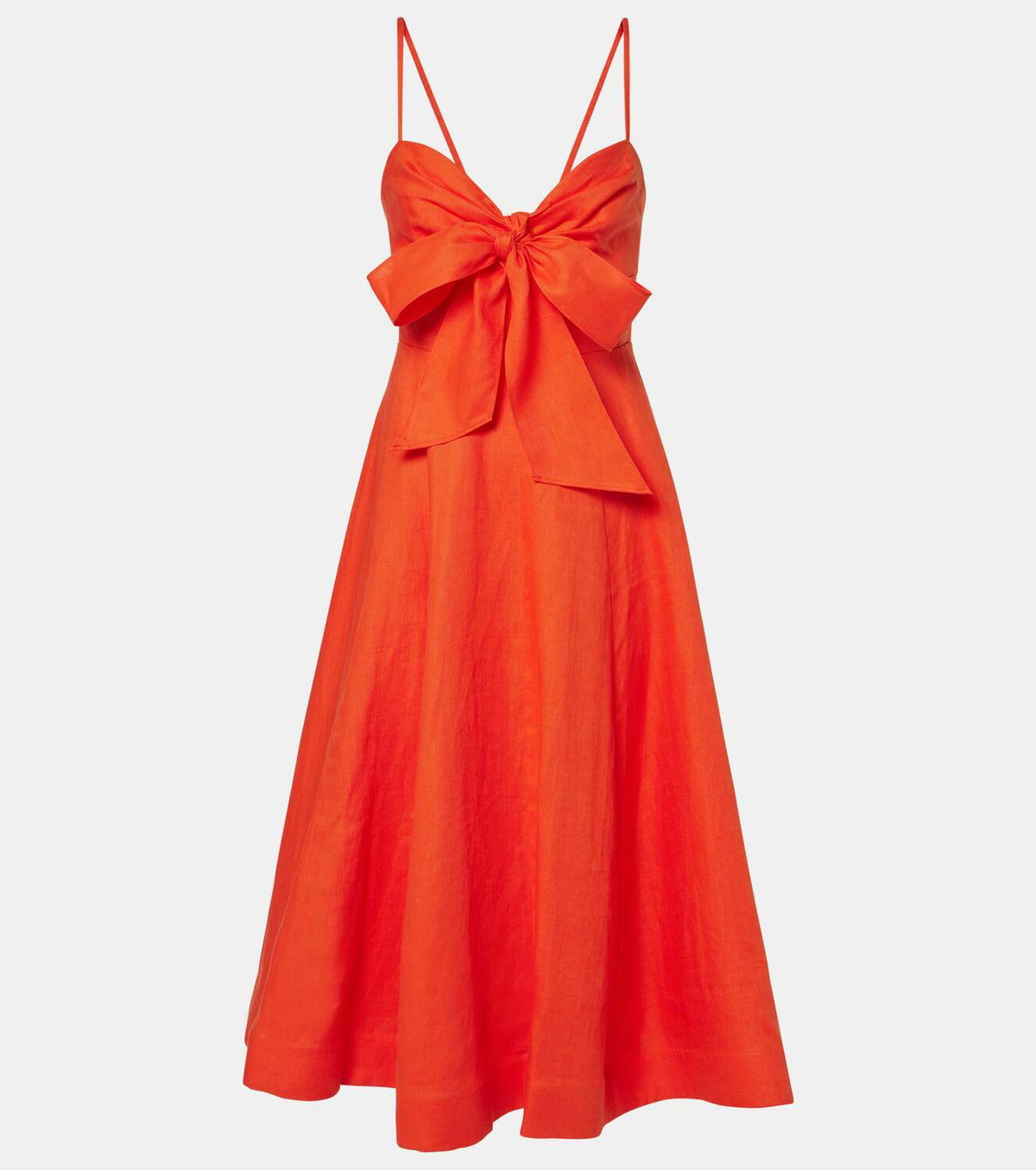 ◆Zimmermann ◆クラッシュリネンとシルクのミディドレス ZIMMERMANN Crush ドレス | ニュートラル | FARFETCH JP