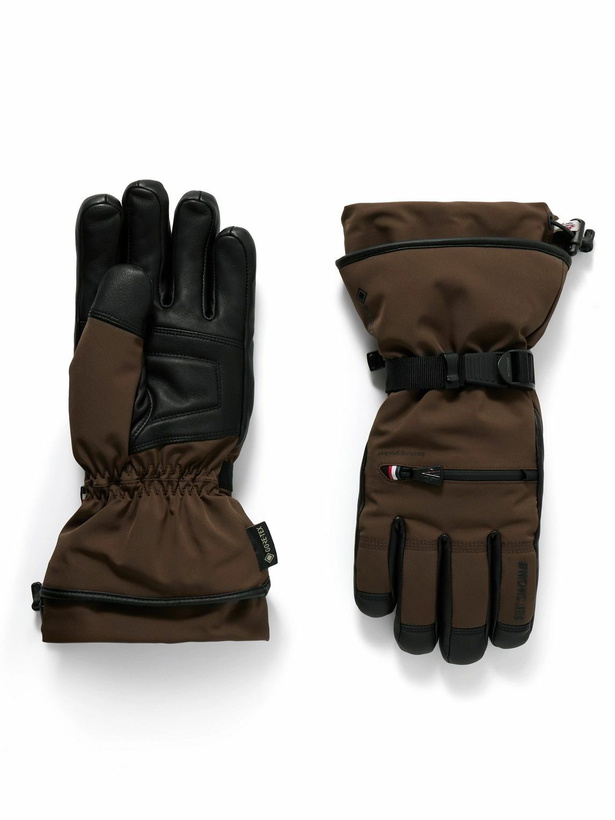 Photo: Moncler Grenoble - Leather-Trimmed GORE-TEX Ski Gloves - Brown