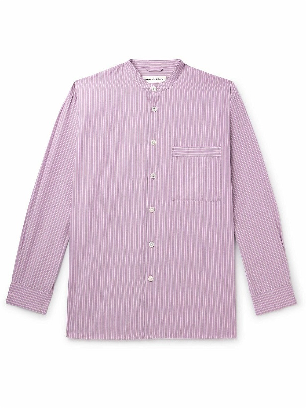 Photo: TEKLA - Birkenstock Striped Organic Cotton-Poplin Pyjama Shirt - Purple