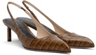 TOM FORD Khaki Shiny Stamped Crocodile T Slingback Heels