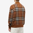 Burberry Men's Maltby Check Wool Bomber Jacket in Dark Birch Brown