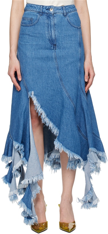 Photo: Marques Almeida Blue Frayed Denim Midi Skirt