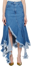 Marques Almeida Blue Frayed Denim Midi Skirt