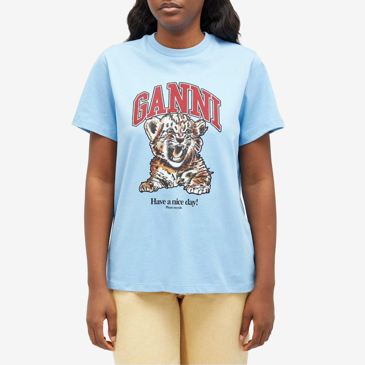 GANNI Women's Basic Jersey Tiger Relaxed T-shirt in Blissful Blue