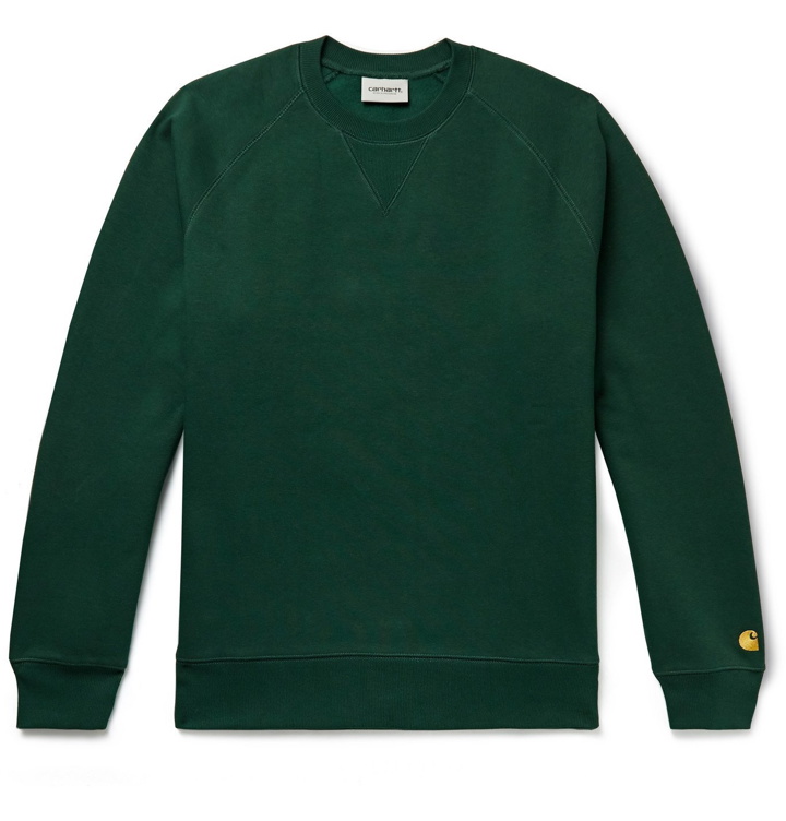 Photo: Carhartt WIP - Chase Fleece-Back Cotton-Blend Jersey Sweatshirt - Green