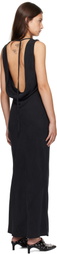 St. Agni Black Draped Cowl Midi Dress