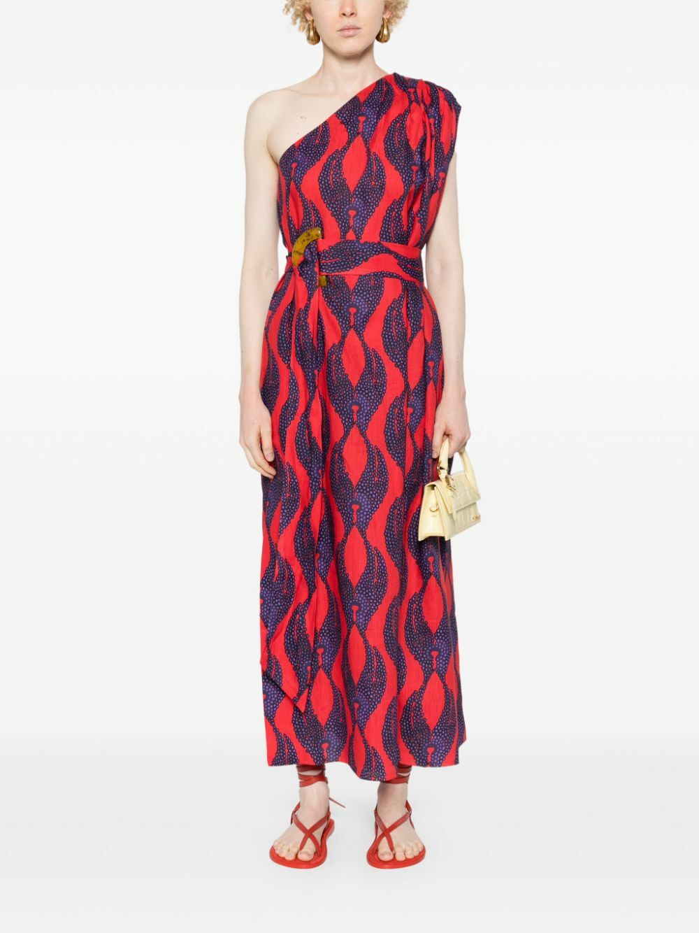 Maison La Plage Red Ravello One-Shoulder Dress