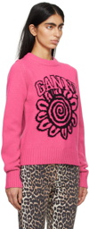 GANNI Pink Floral Sweater
