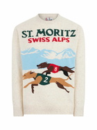 MC2 Saint Barth Man Crewneck Donegal Sweater With St. Moritz Polo Print