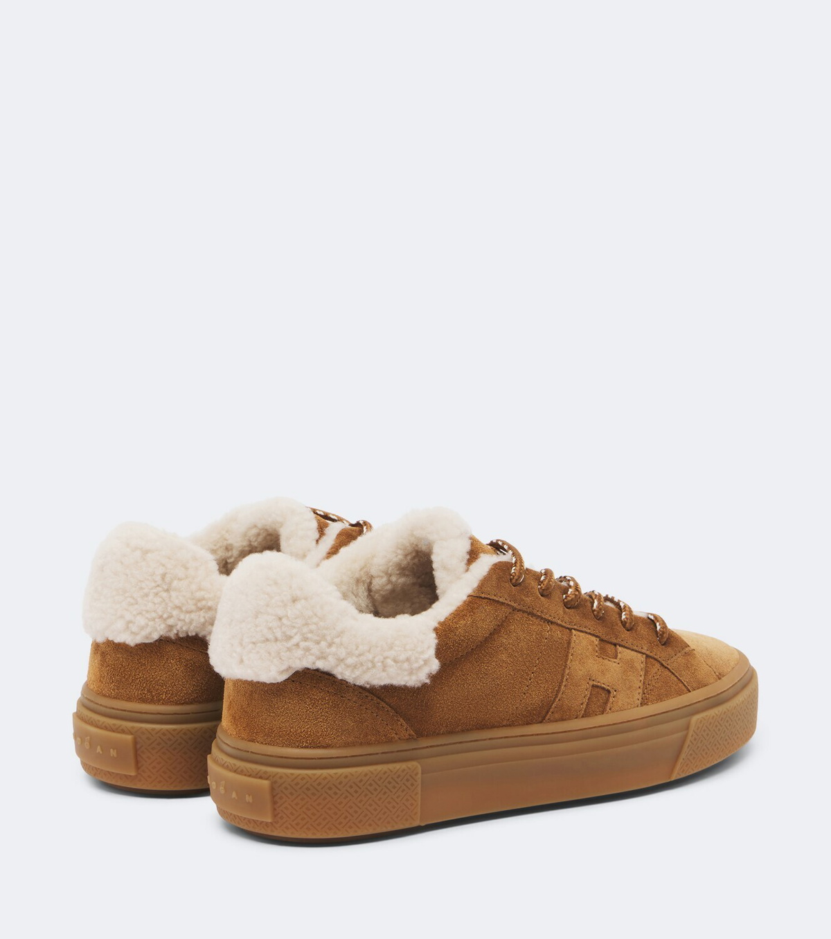 Hogan Crosswind shearling-trimmed suede sneakers