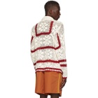 Bode White and Red Crochet Pullover Sweater