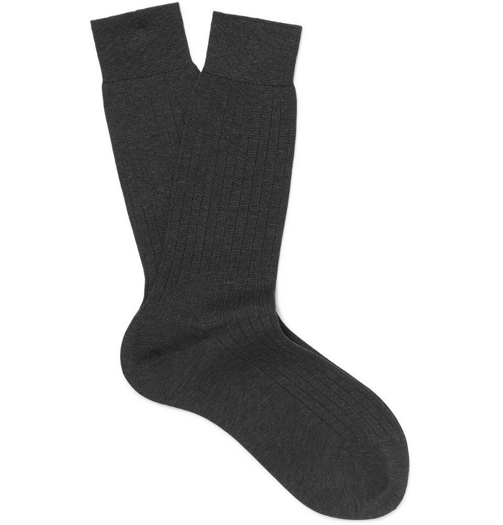 Photo: Berluti - Ribbed Cotton Socks - Men - Charcoal