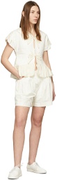 Renli Su Off-White Cap Sleeve Bow Blouse