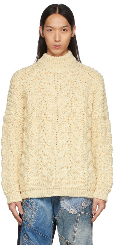 Photo: Serapis Off-White Wool Cable Knit Sweater