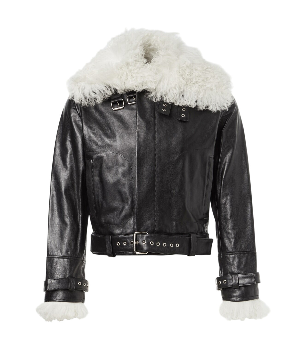 Wales Bonner - Marvel Studded Suede-Trimmed Leather Jacket - Blue