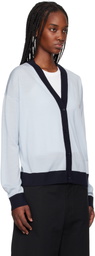 Maison Kitsuné Blue Baby Fox Patch Bi-Color Comfort Cardigan
