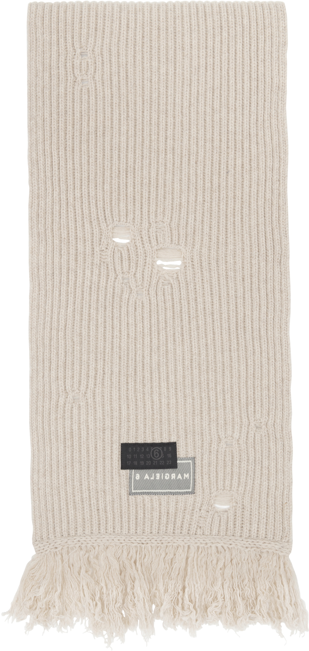 MM6 Maison Margiela Off-White Knit Numbers Logo Scarf MM6