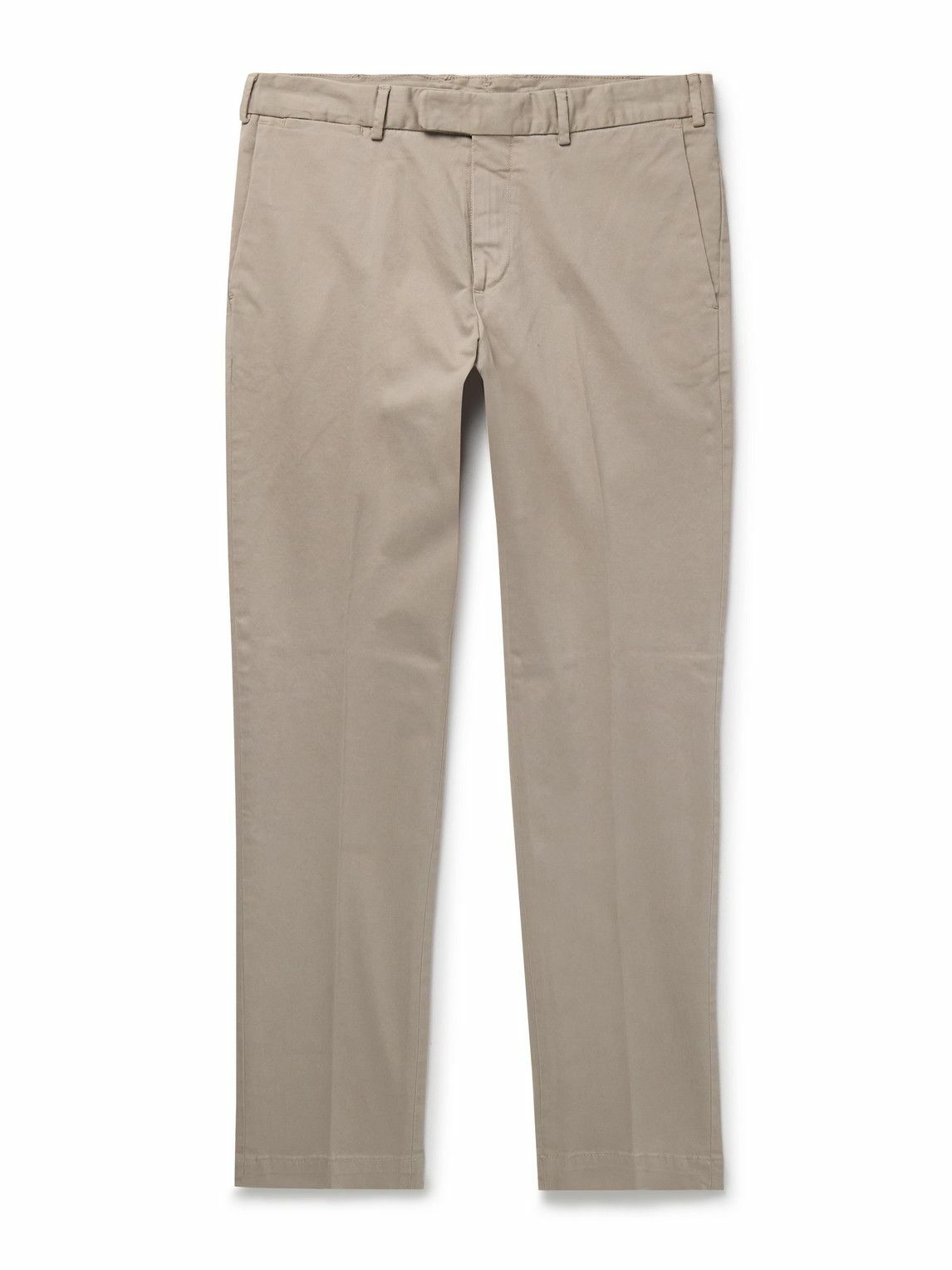 Thom Sweeney - Straight-Leg Cotton-Blend Twill Trousers - Neutrals