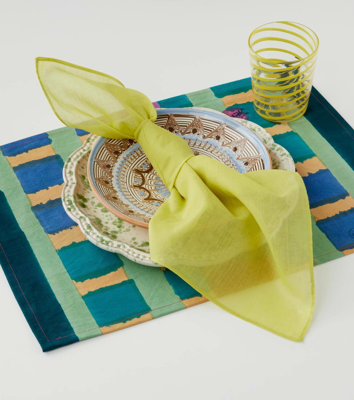 Lisa Corti Ankara Aqua set of 4 placemats