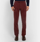 Boglioli - Sand Slim-Fit Tapered Cotton-Blend Corduroy Suit Trousers - Burgundy